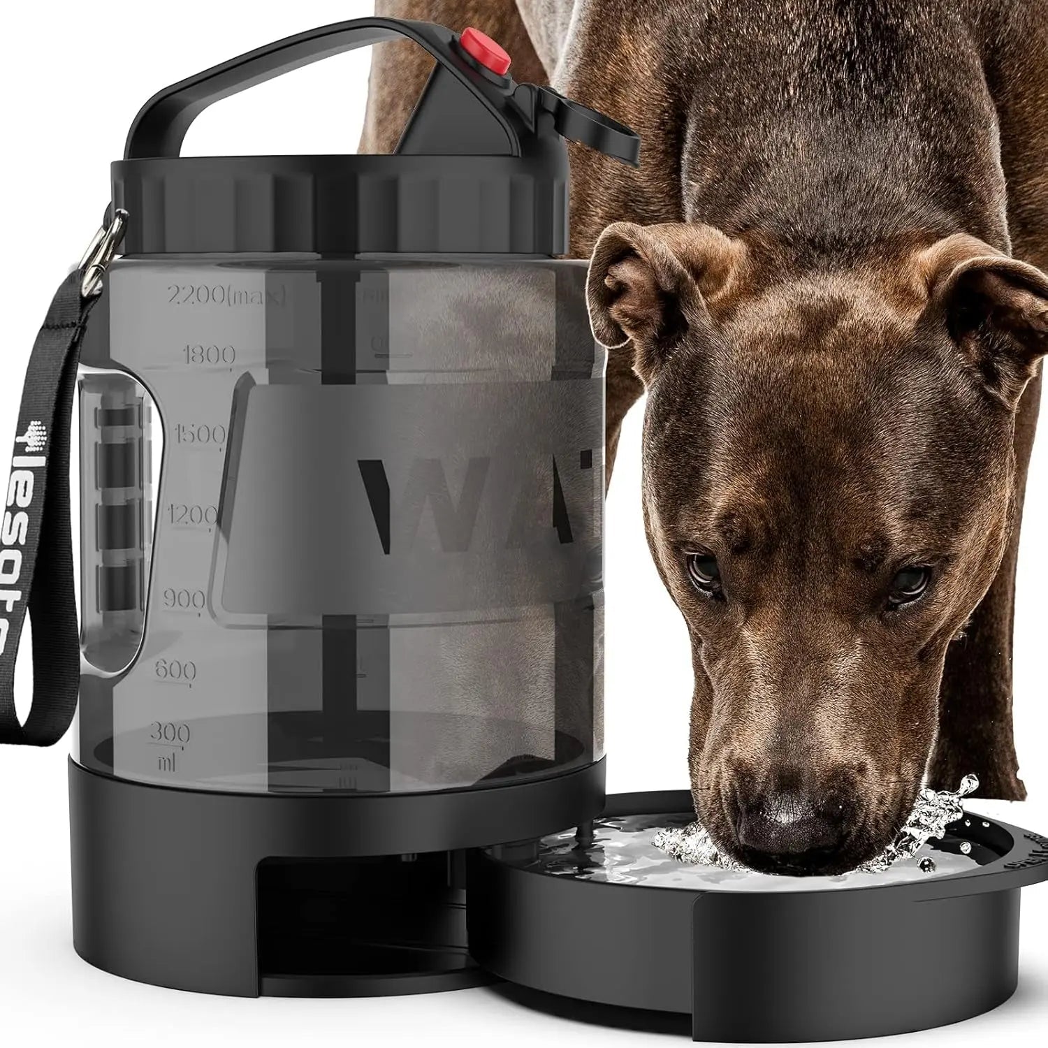Portable Dog Travel Water Bottle Leak Proof Bowl for Hiking Large Dogs Black 77Oz