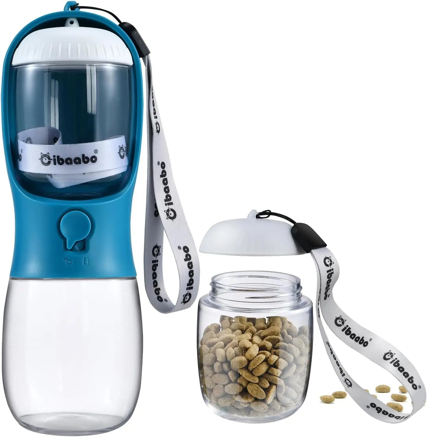 Dog Water & Food Bottle Portable 2in1 Dispenser Filter Leak Proof Travel Hiking 02 Indigo 10Oz