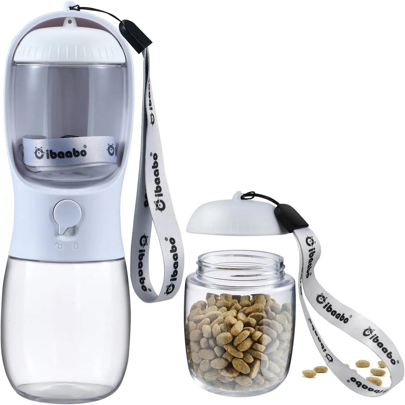 Dog Water & Food Bottle Portable 2in1 Dispenser Filter Leak Proof Travel Hiking 09 White 10Oz