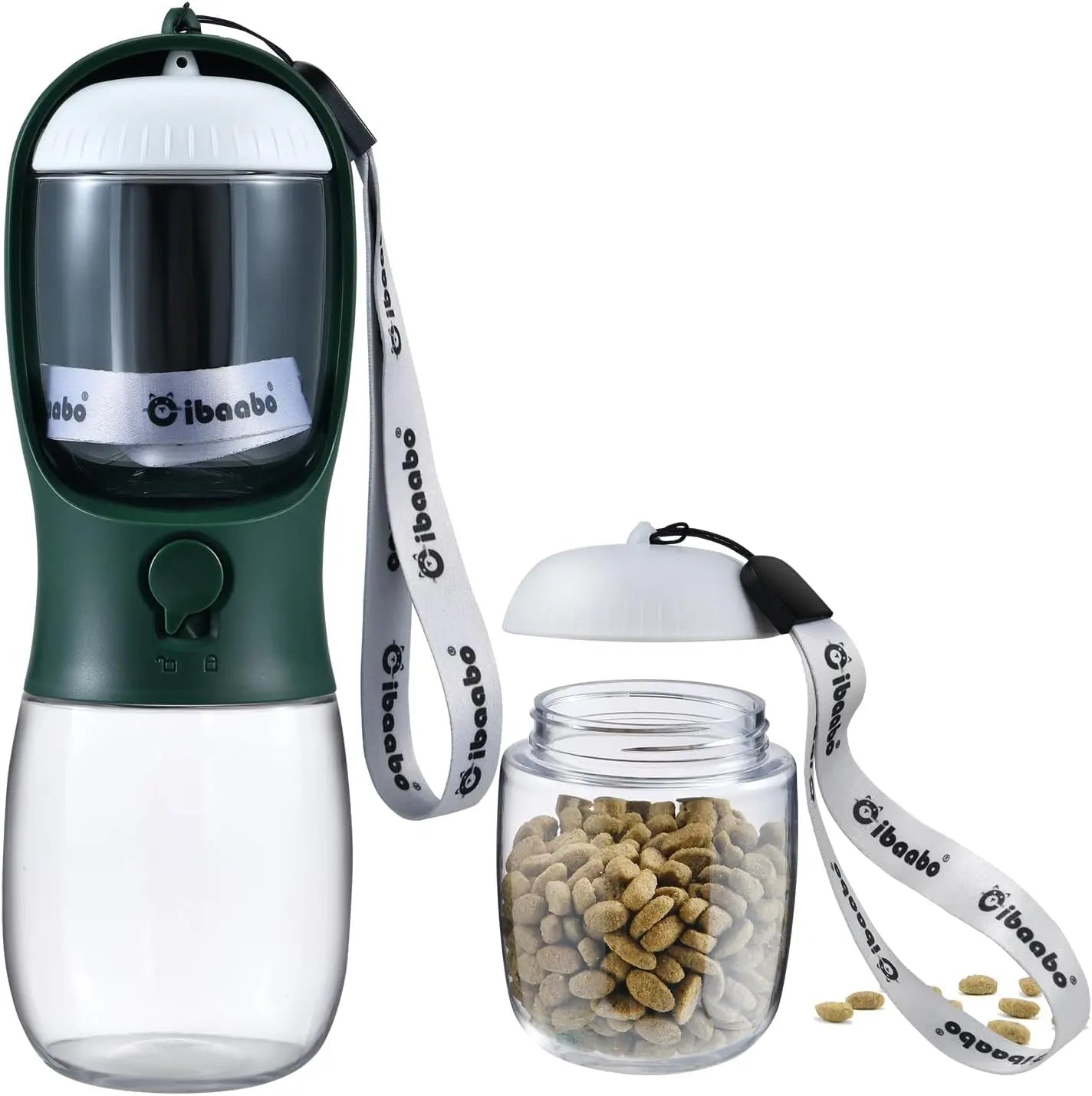 Dog Water & Food Bottle Portable 2in1 Dispenser Filter Leak Proof Travel Hiking 08 Dark Green 10Oz