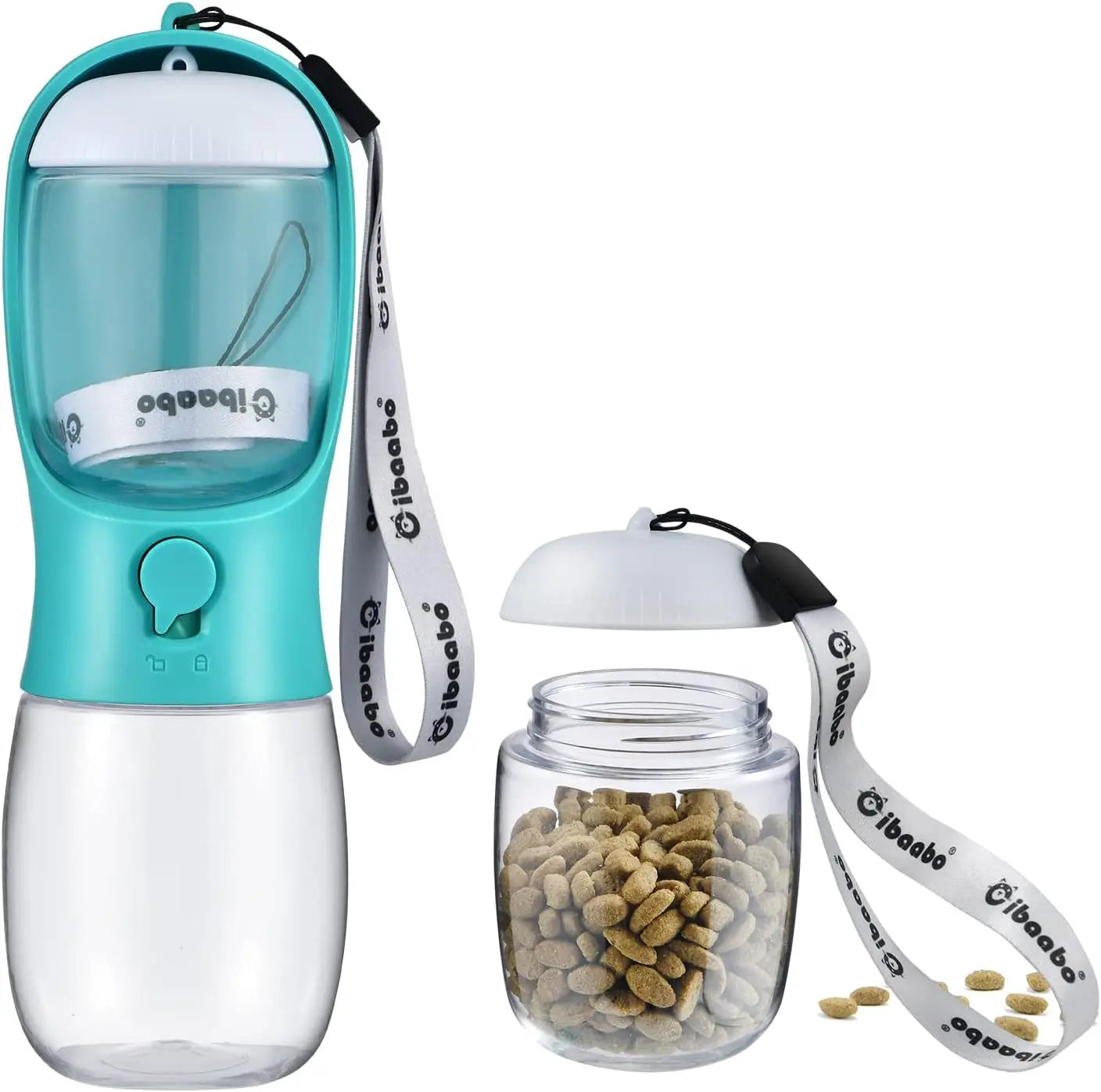 Dog Water & Food Bottle Portable 2in1 Dispenser Filter Leak Proof Travel Hiking 07 Green 10Oz