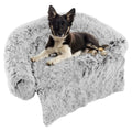 Gray Plush Calming Dog Couch Bed with Anti-Slip Bottom M