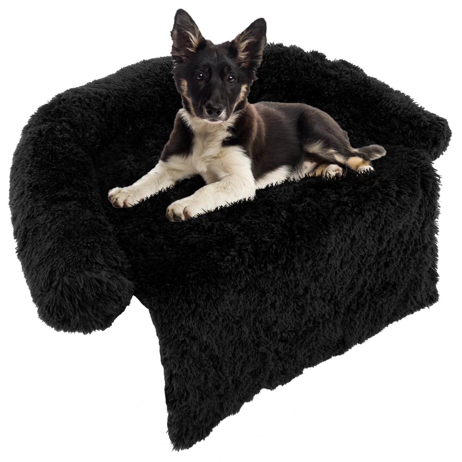 Plush Calming Dog Couch Bed with Anti-Slip Bottom M