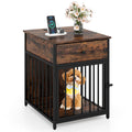 Dog Crate Furniture for Small Dogs Wooden Puppy Kennel with Charging Station-Rustic Brown Default Title