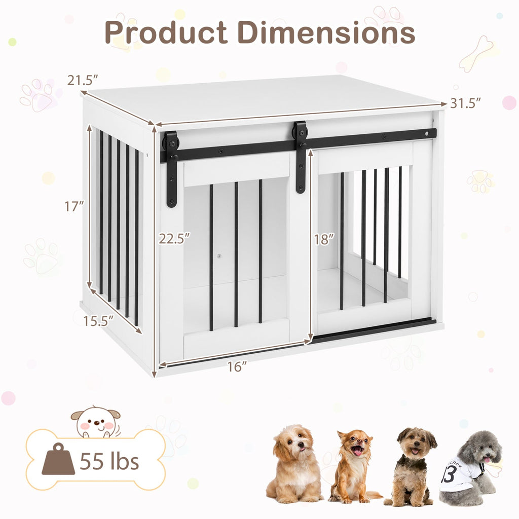 Dog Crate Furniture Heavy Duty Dog Kennel with Sliding Barn Door