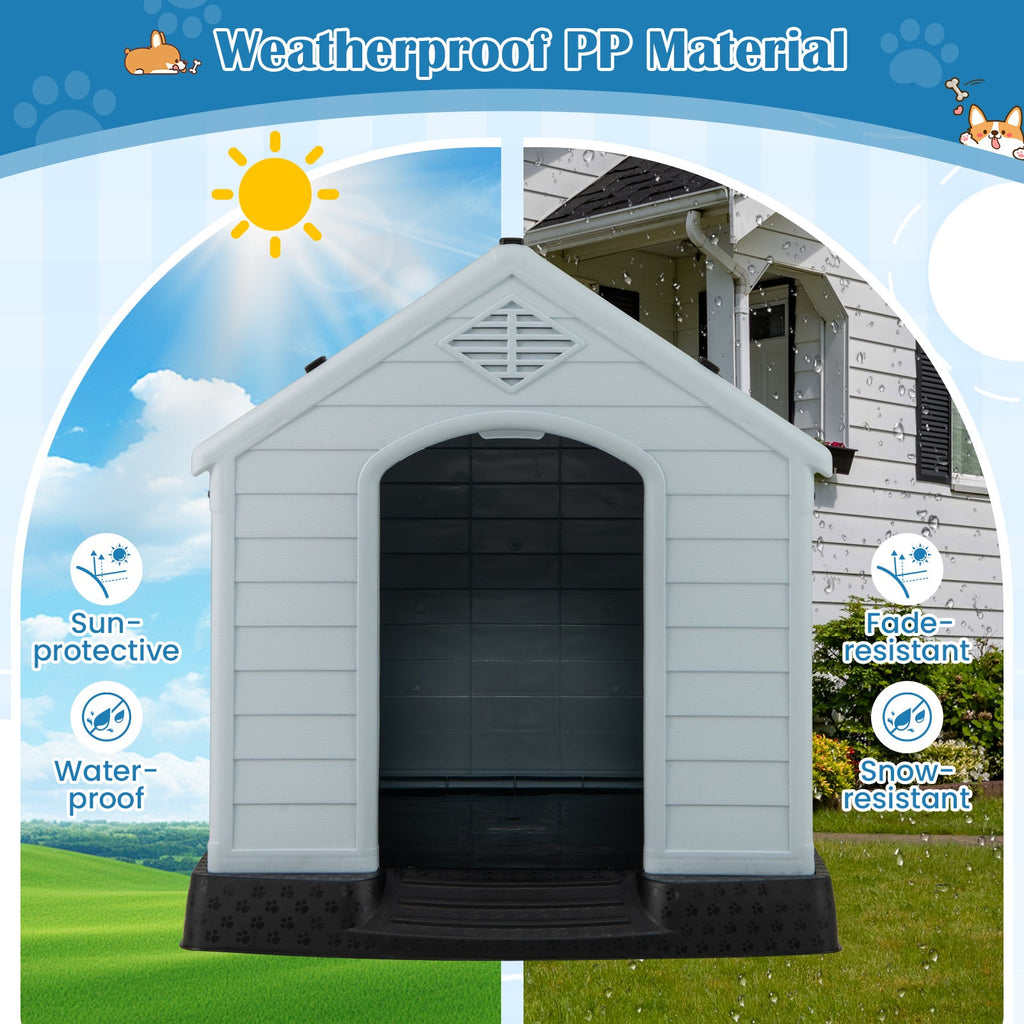 Dog House for Small Dogs Waterproof Plastic with Elevated Floor