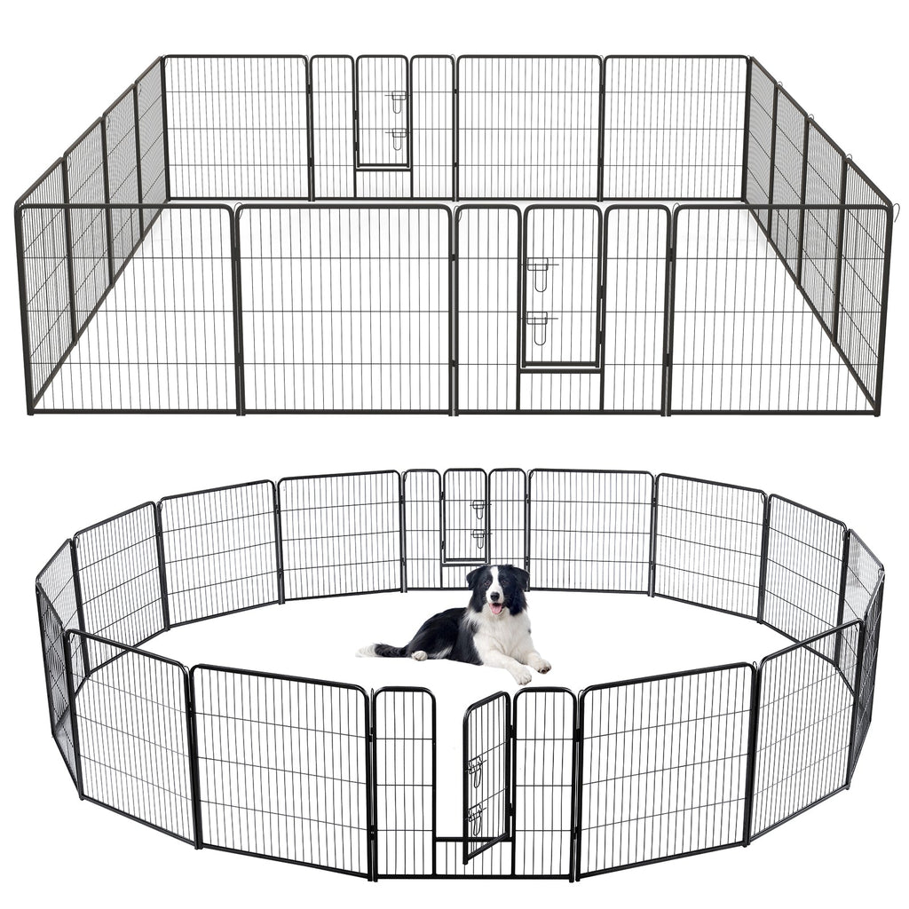 16 Panel 24/32/40 Inches Height Dog Playpen with Lock and Large Door-32 inches