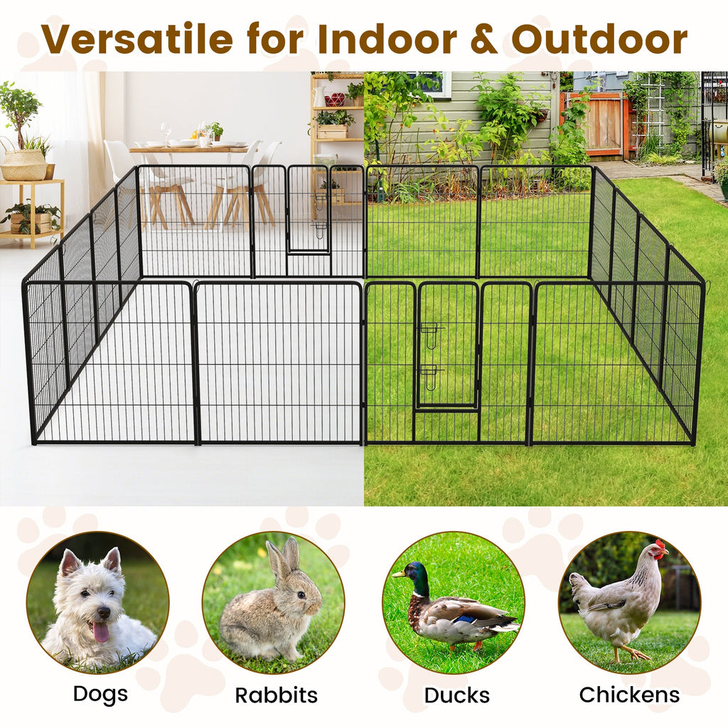 16 Panel 24/32/40 Inches Height Dog Playpen with Lock and Large Door-32 inches