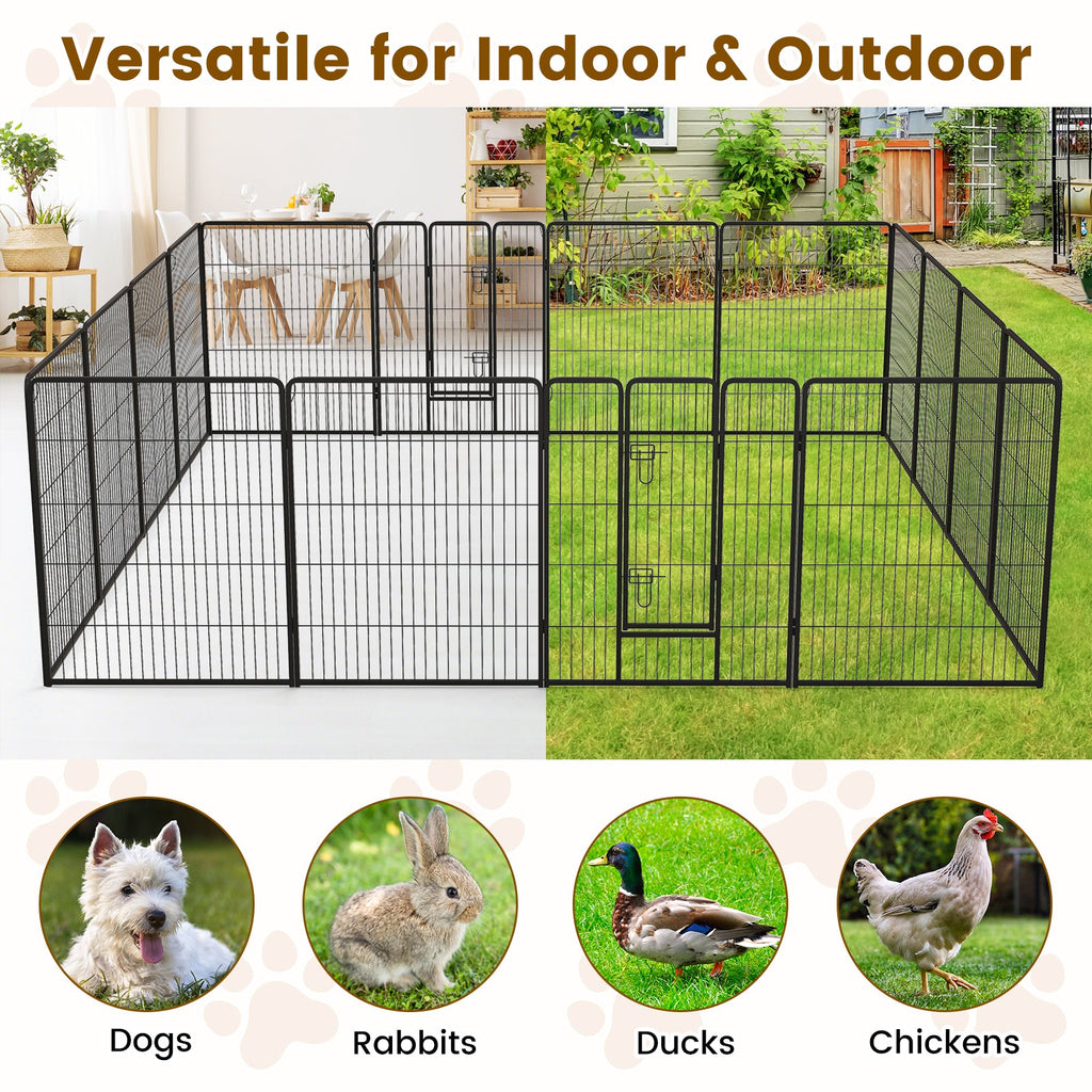 16 Panel 24/32/40 Inches Height Dog Playpen with Lock and Large Door-40 inches