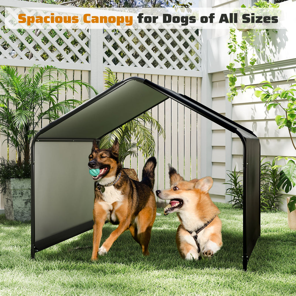 Dog Shade Shelter with Waterproof Roof for Large Medium Small Breeds-Black