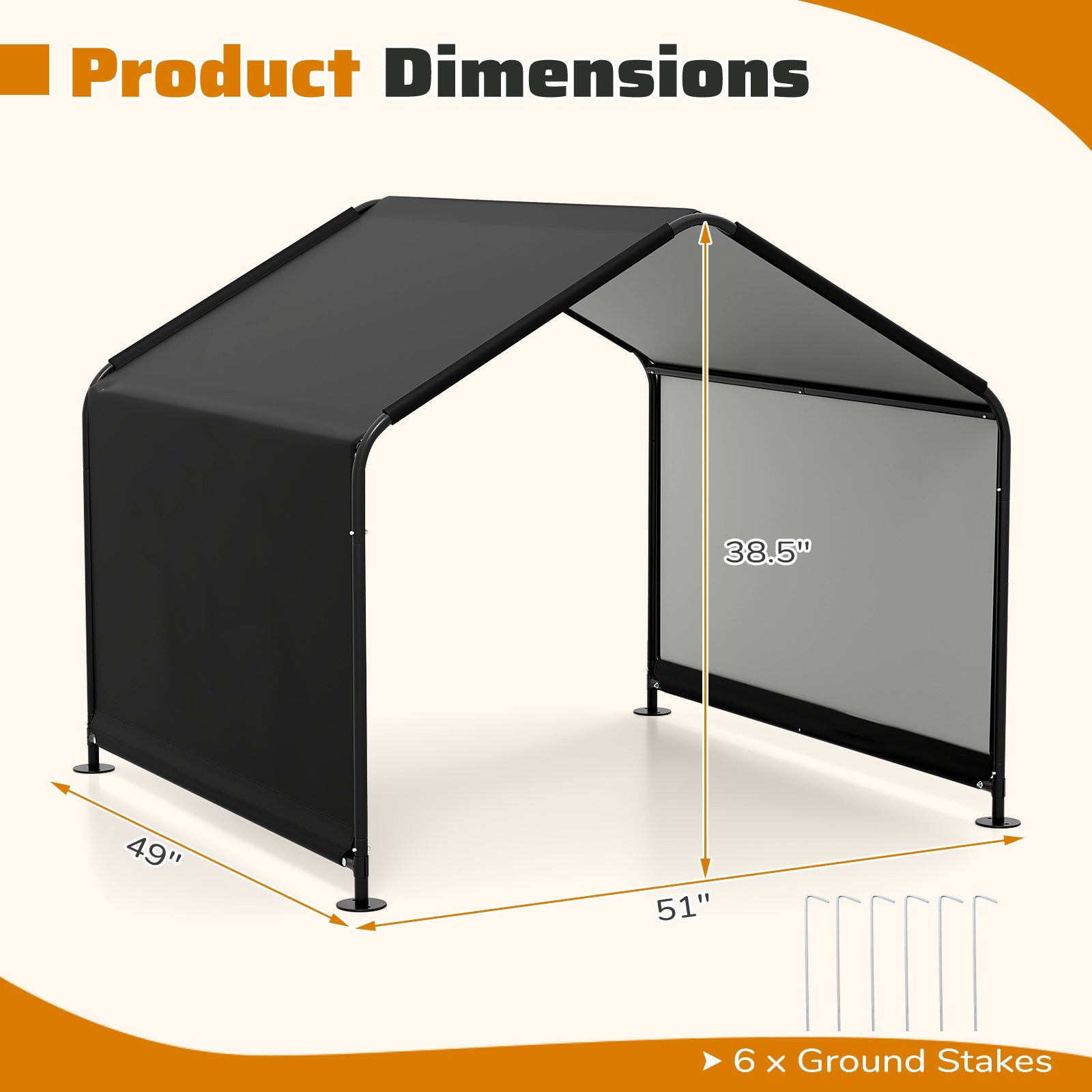 Dog Shade Shelter with Waterproof Roof for Large Medium Small Breeds-Black