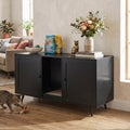 Double Cat Litter Box Enclosure with Scratching Pad Black