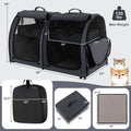 Double Compartment Pet Carrier with 2 Removable Hammocks Black