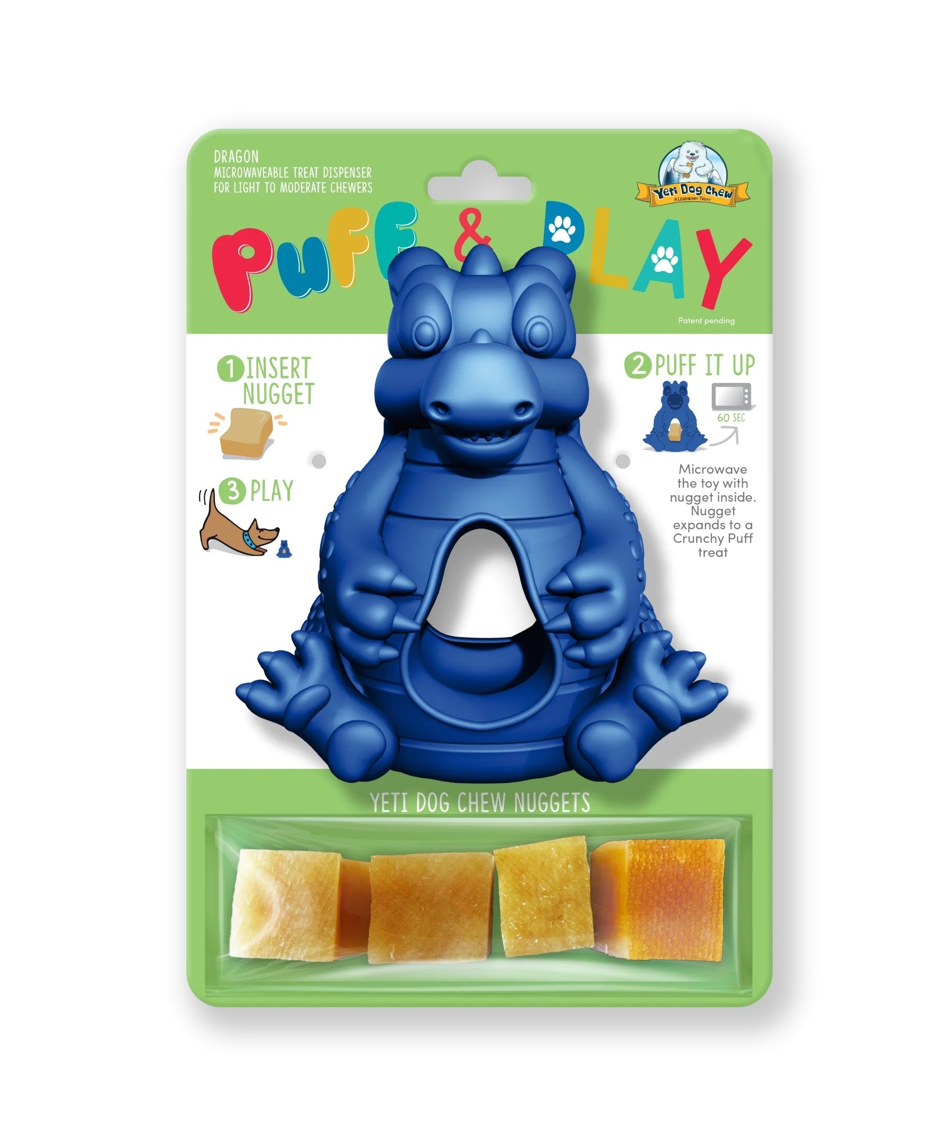 Yeti Puff and Play Dragon Dog Toy Dragon - Blue