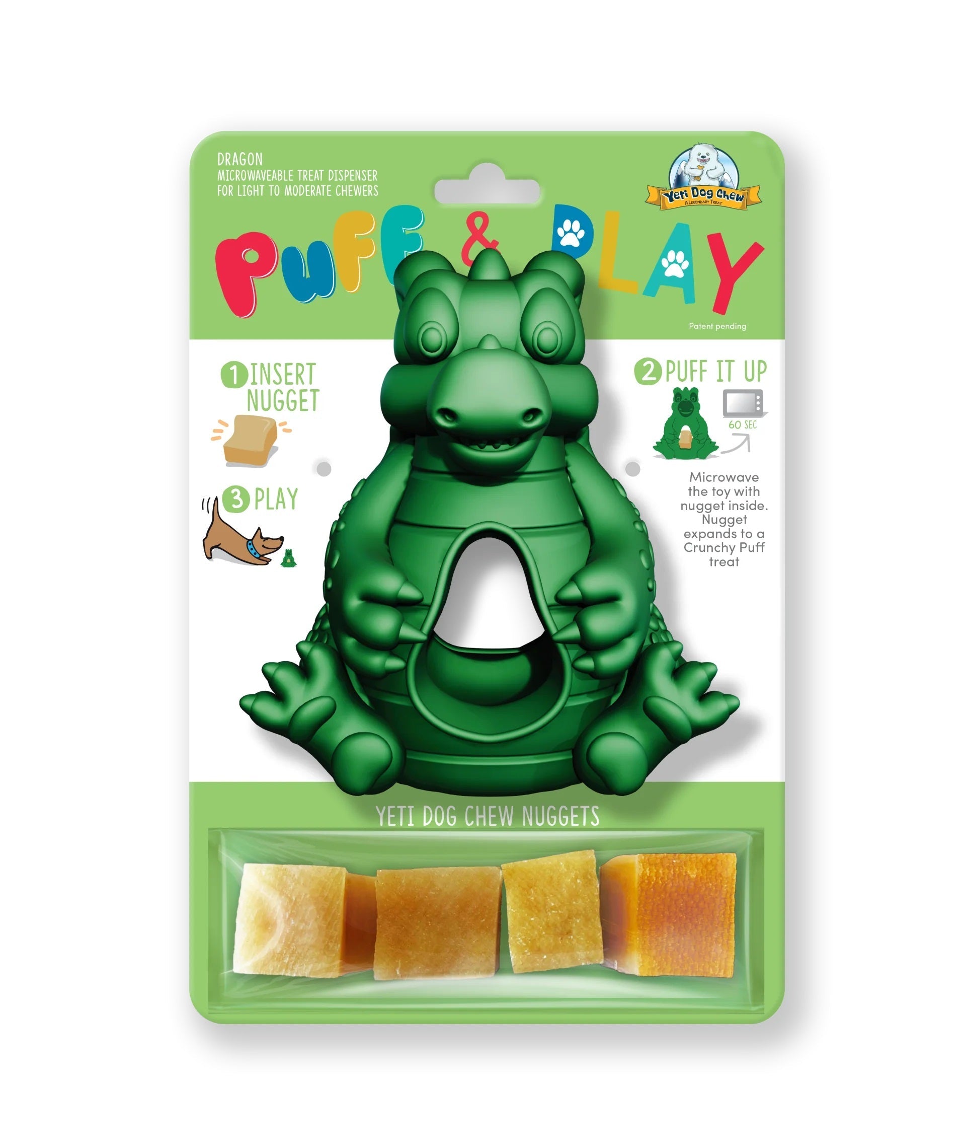 Yeti Puff and Play Dragon Dog Toy Dragon - Green