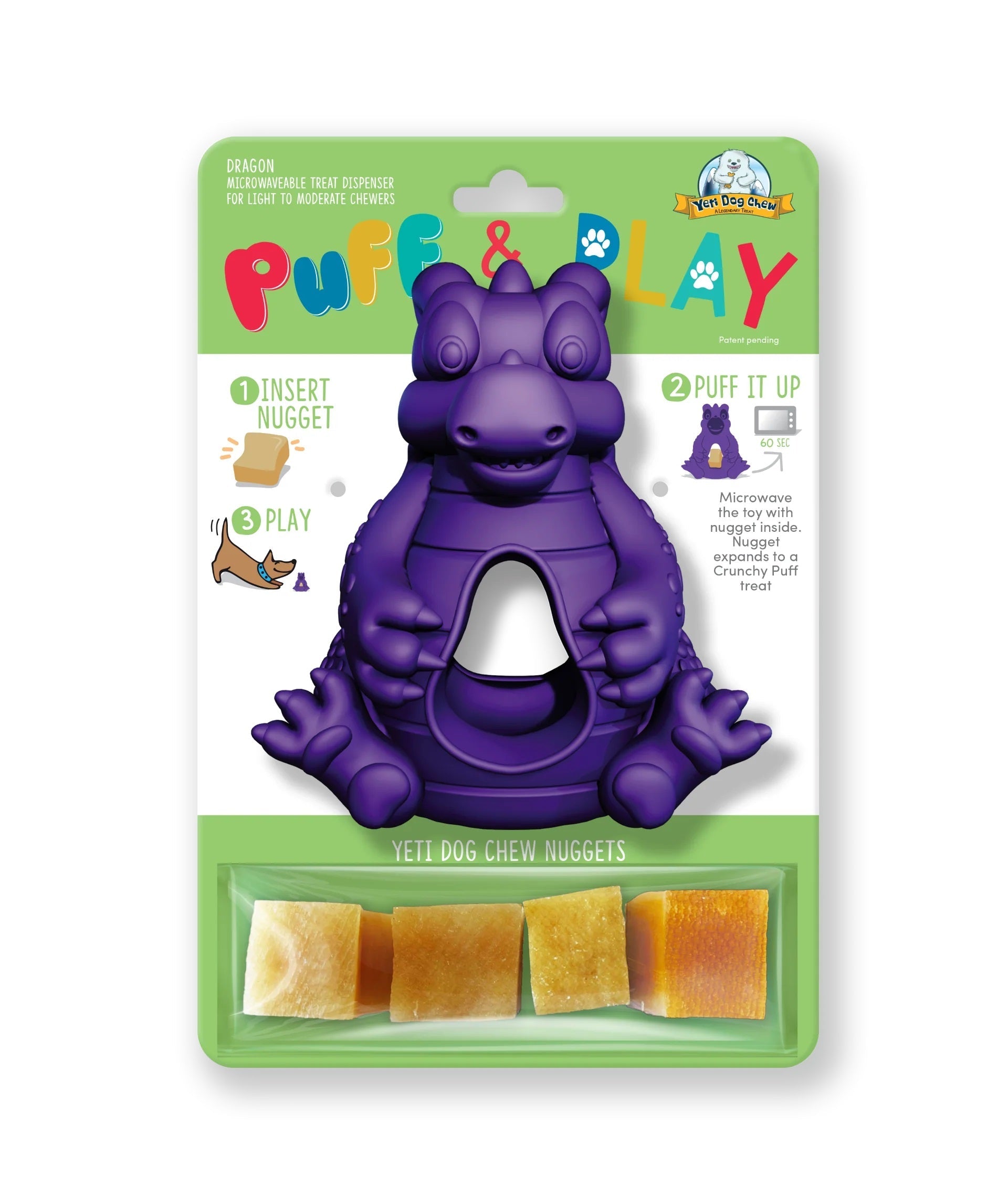 Yeti Puff and Play Dragon Dog Toy Dragon - Purple
