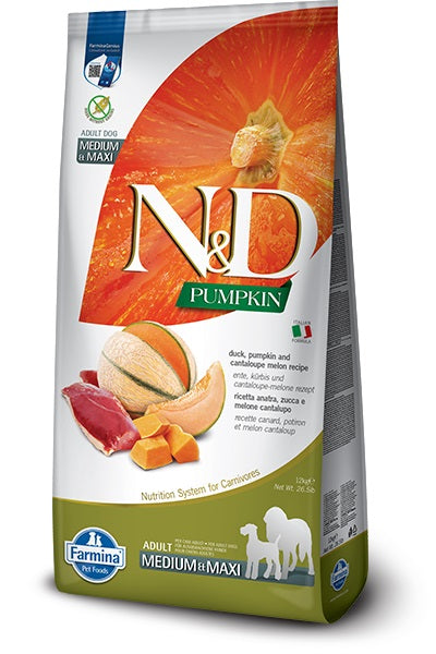 Duck & Cantaloupe Melon Adult Dog Food by Farmina 26.4 lbs (Med Max) (No shipping)