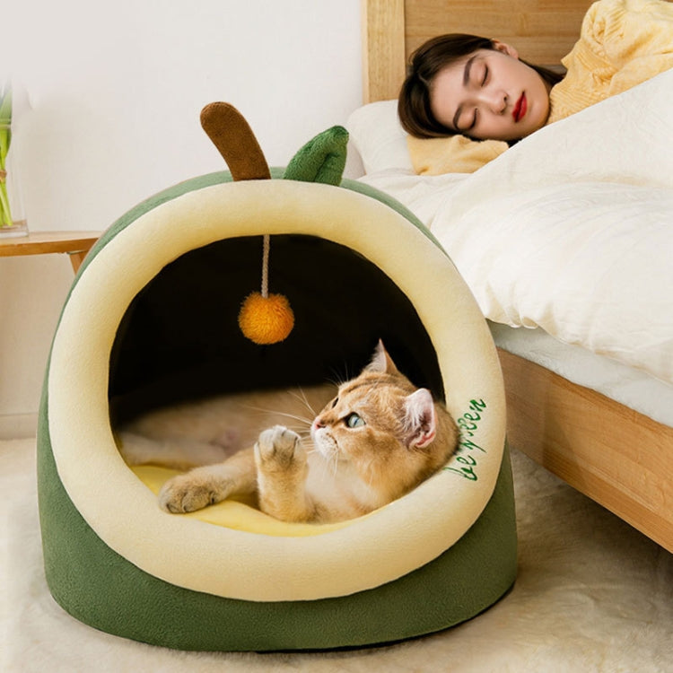 Semi-enclosed Pet Cat and Dog Bed Dog Kennel Pad Pet Supplies, Size:S(Yellow Snail)