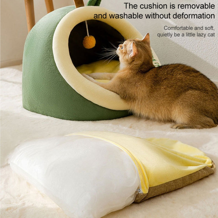 Semi-enclosed Pet Cat and Dog Bed Dog Kennel Pad Pet Supplies, Size:S(Yellow Snail)