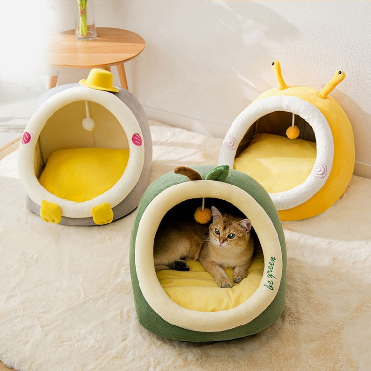 Semi-enclosed Pet Cat and Dog Bed Dog Kennel Pad Pet Supplies, Size:L(Yellow Snail)