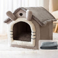 House Type Universal Removable and Washable Pet Dog Cat Bed Pet Supplies, Size:S(Gray Cat + Blanket)