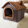 House Type Universal Removable and Washable Pet Dog Cat Bed Pet Supplies, Size:M(Coffee Hut)