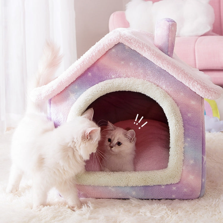 House Type Universal Removable and Washable Pet Dog Cat Bed Pet Supplies, Size:M(Pink Rabbit)