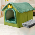 House Type Universal Removable and Washable Pet Dog Cat Bed Pet Supplies, Size:L(Green Dinosaur + Blanket)