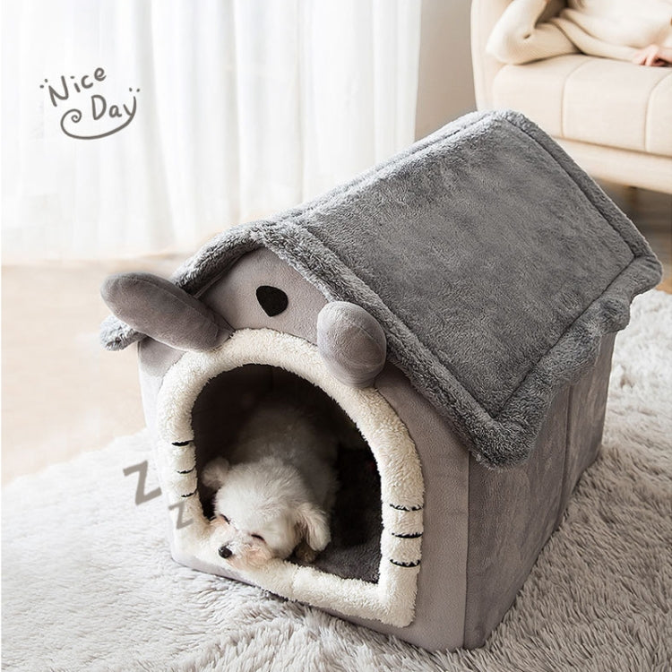 House Type Universal Removable and Washable Pet Dog Cat Bed Pet Supplies, Size:L(Yellow Flower)
