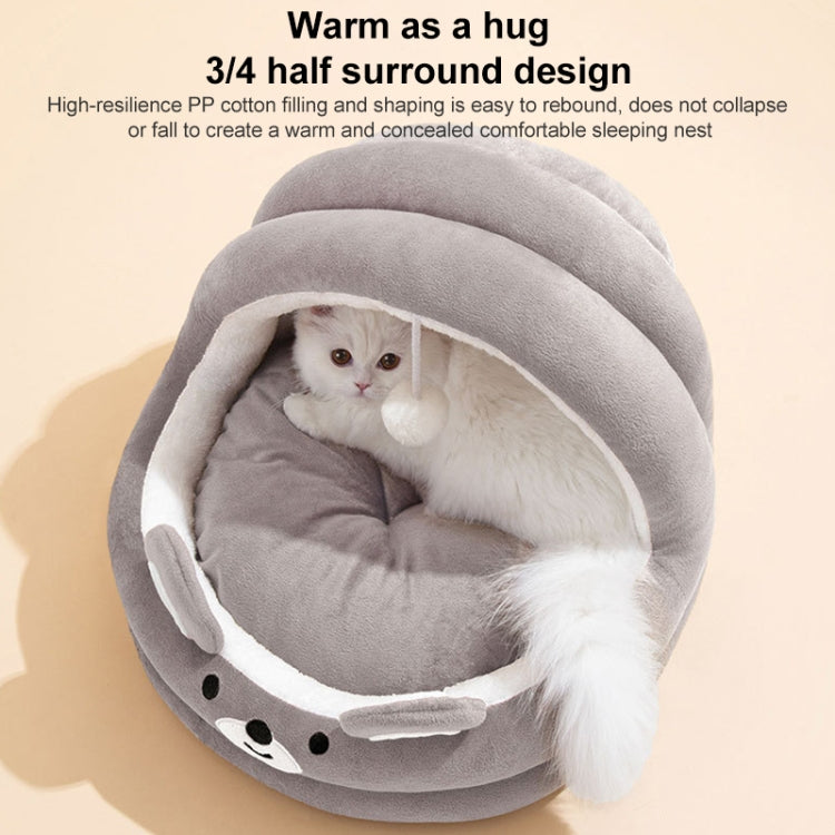 Semi-enclosed Cradle Pet Cat Bed Dog Kennel Pad Pet Supplies, Size:S(Brown Bear)