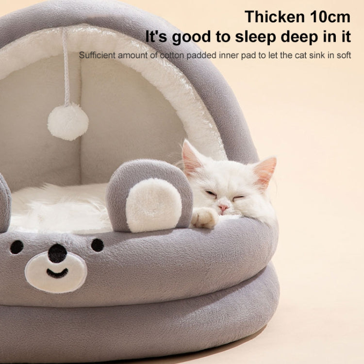 Semi-enclosed Cradle Pet Cat Bed Dog Kennel Pad Pet Supplies, Size:M(Pink Rabbit)