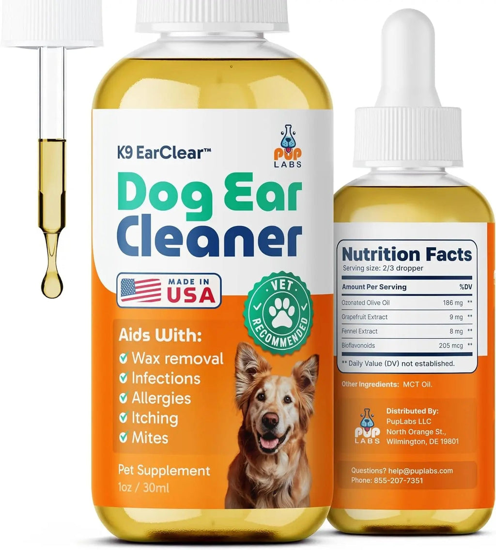 Gentle Natural Dog Ear Cleaner - Effective Relief for Wax, Itch & Irritation 1 Oz