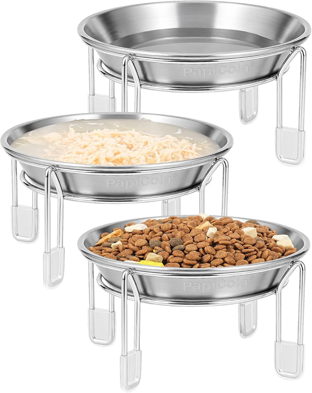 Elevated Cat Bowls Stainless Steel Raised Anti Vomit Small Dog 2/3 Pack 3 Pack