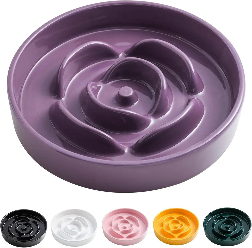 Elevated Ceramic Slow Feeder Dog Bowl 8.6in Heavy Weighted (various colors)