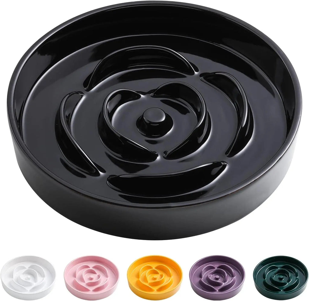 Elevated Ceramic Slow Feeder Dog Bowl 8.6in Heavy Weighted (various colors)