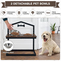 5 Heights Elevated Pet Feeder with 2 Detachable Stainless Steel Bowl Brown