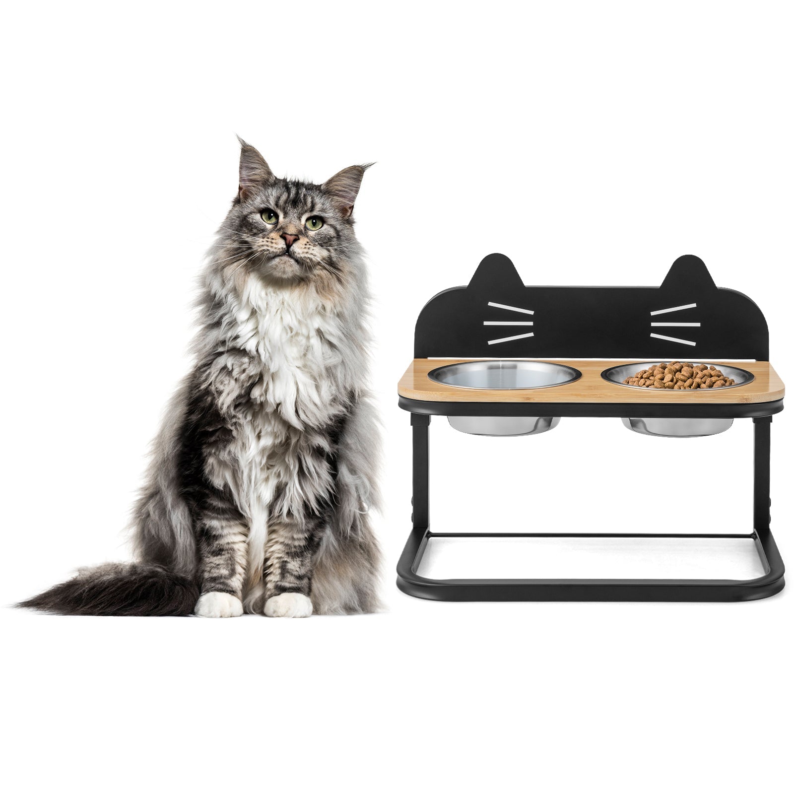 Elevated Pet Feeder with 2 Stainless Steel Bowls for Cats and Small and Medium Dogs Default Title