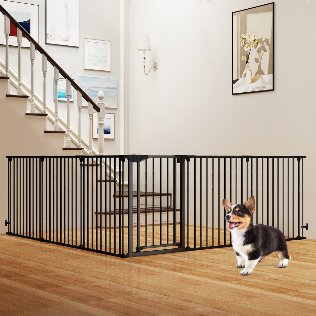 Extra Wide Baby Gate Fits 34.5-154" Openings 6-Panel Adjustable Pet Safety Fence