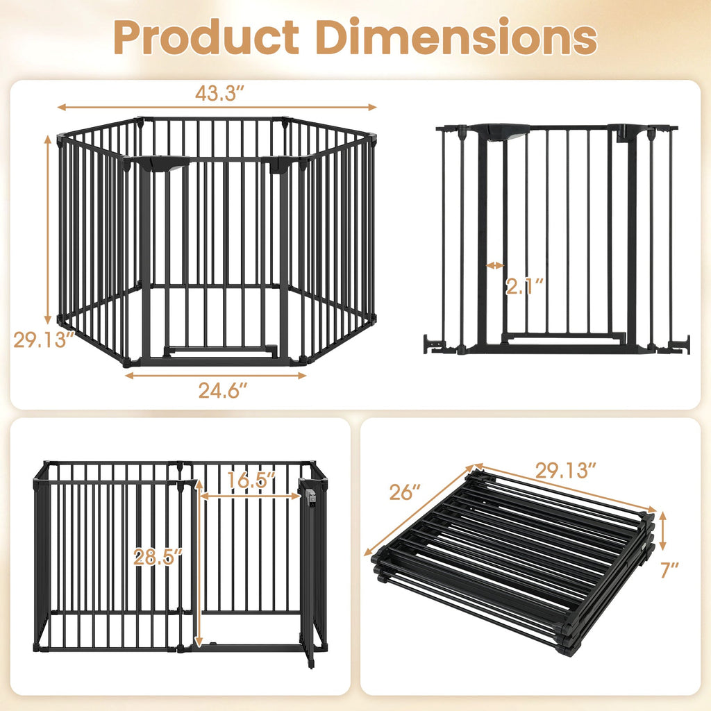 Extra Wide Baby Gate Fits 34.5-154" Openings 6-Panel Adjustable Pet Safety Fence
