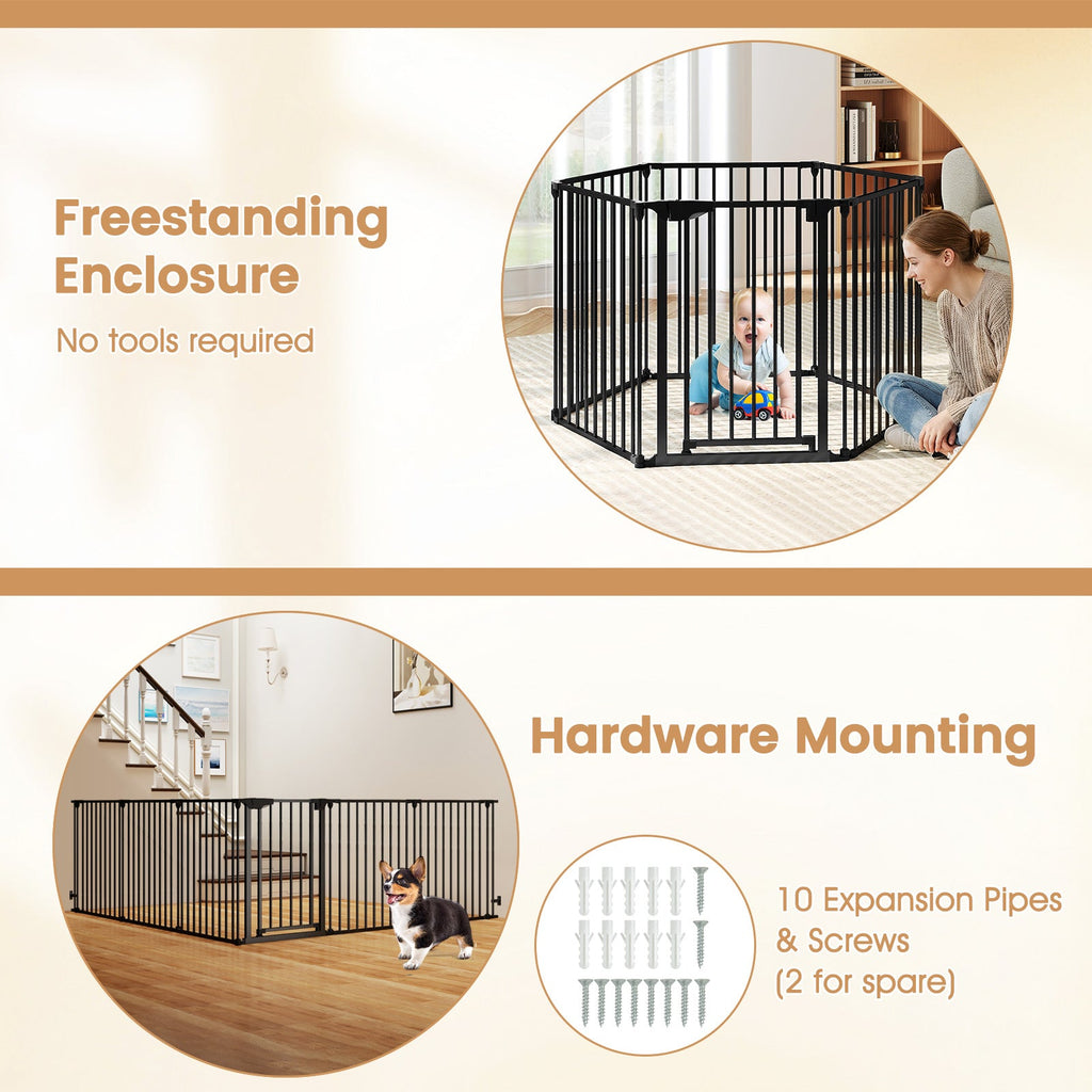 Extra Wide Baby Gate Fits 34.5-154" Openings 6-Panel Adjustable Pet Safety Fence