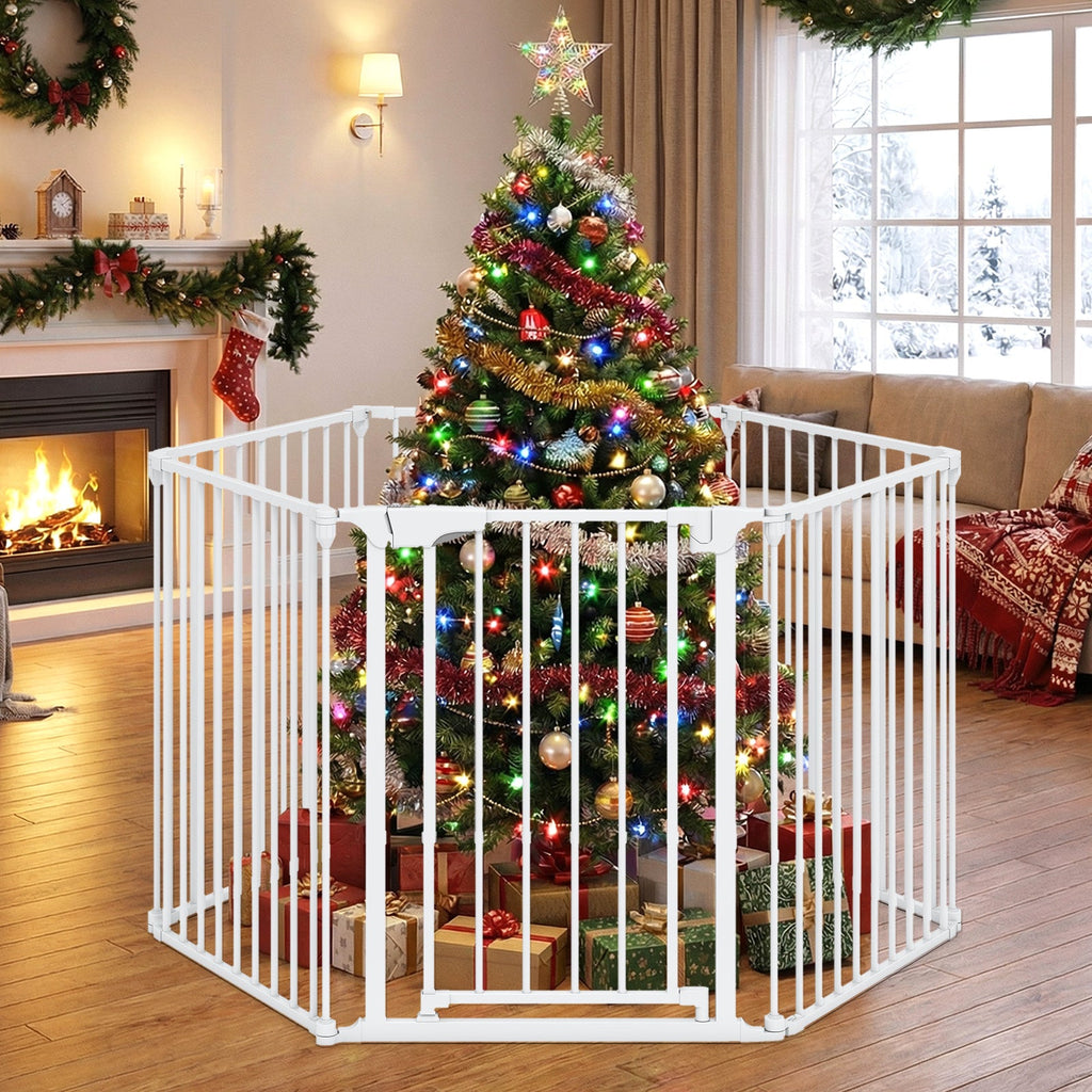 Extra Wide Baby Gate Fits 34.5-154" Openings 6-Panel Adjustable Pet Safety Fence