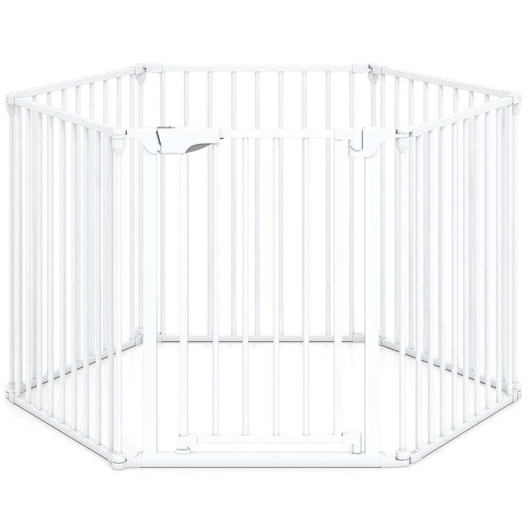 Extra Wide Baby Gate Fits 34.5-154" Openings 6-Panel Adjustable Pet Safety Fence White