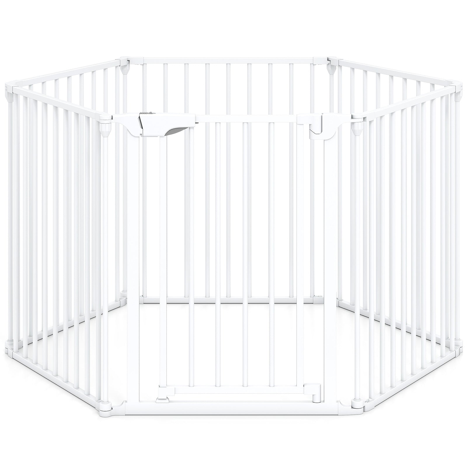 Extra Wide Baby Gate Fits 34.5-154" Openings 6-Panel Adjustable Pet Safety Fence White