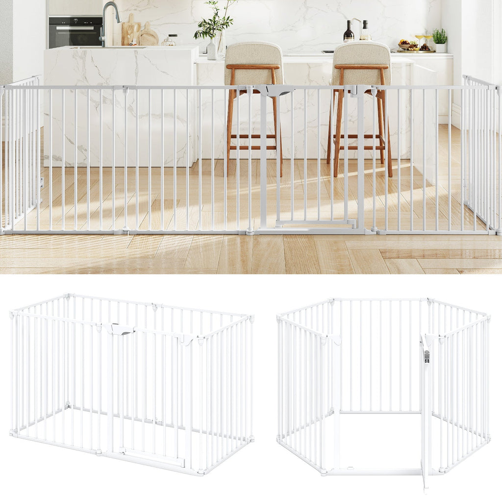 Extra Wide Baby Gate Fits 34.5-154" Openings 6-Panel Adjustable Pet Safety Fence