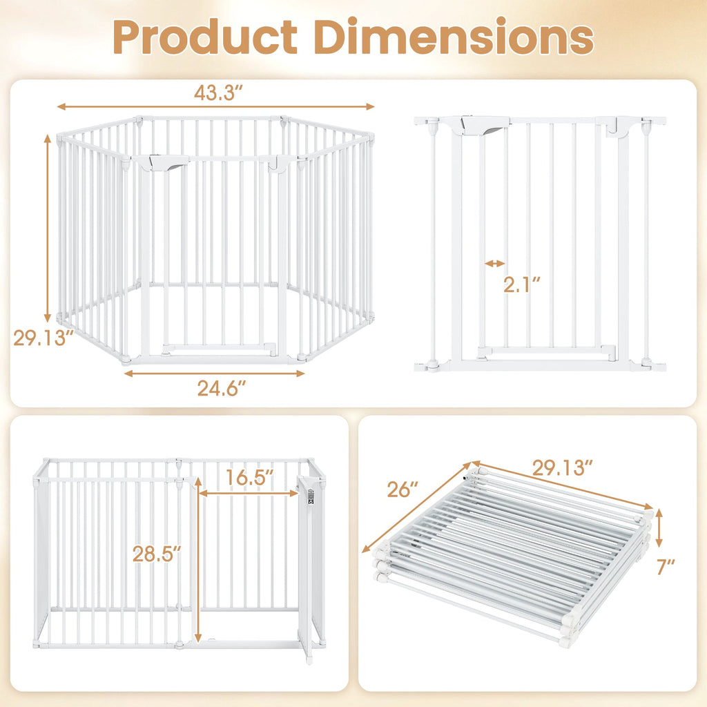 Extra Wide Baby Gate Fits 34.5-154" Openings 6-Panel Adjustable Pet Safety Fence