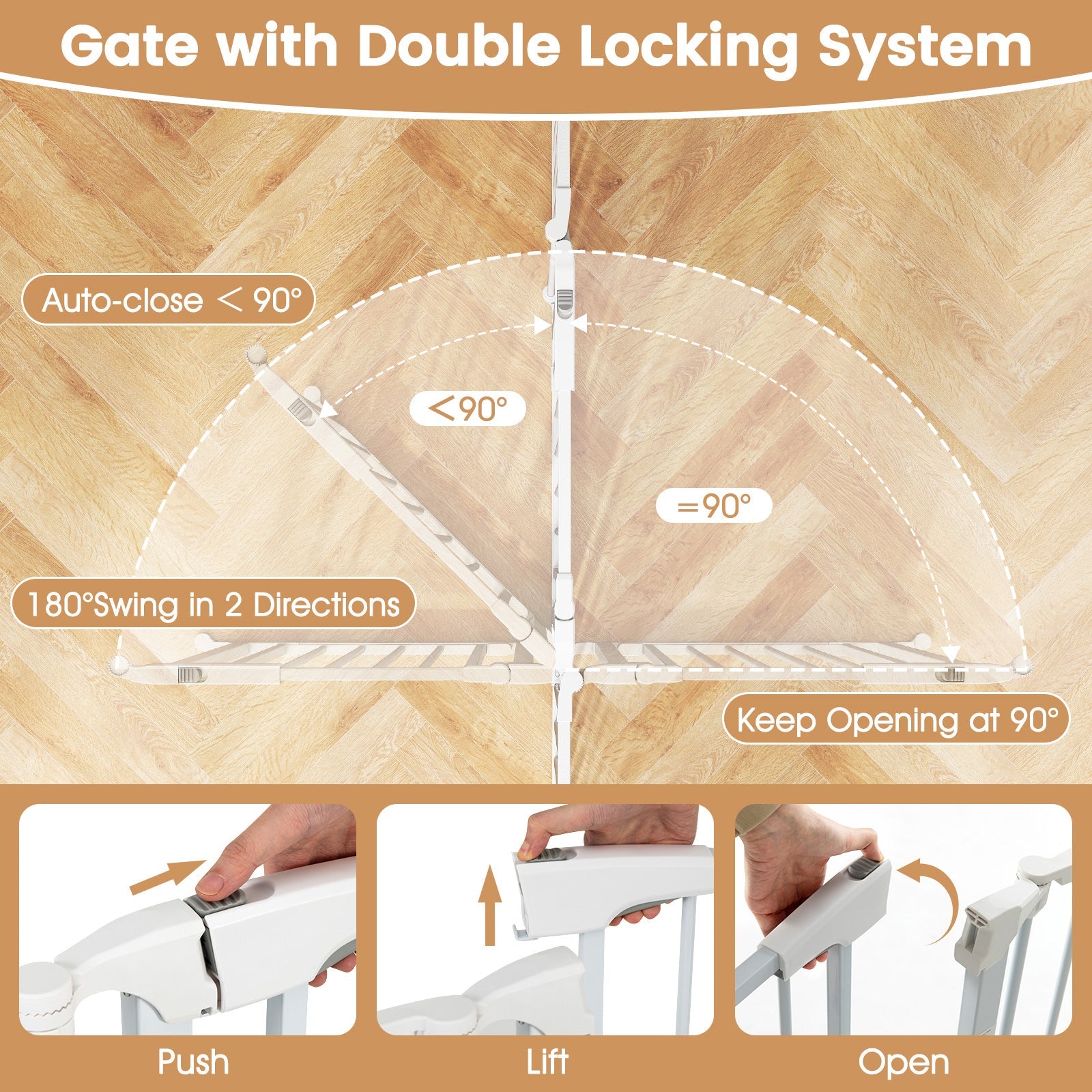 Extra Wide Baby Gate Fits 34.5-154" Openings 6-Panel Adjustable Pet Safety Fence