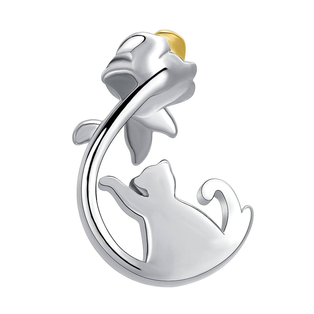 Pet Cat Chasing Flower Cremation Necklace Pendant