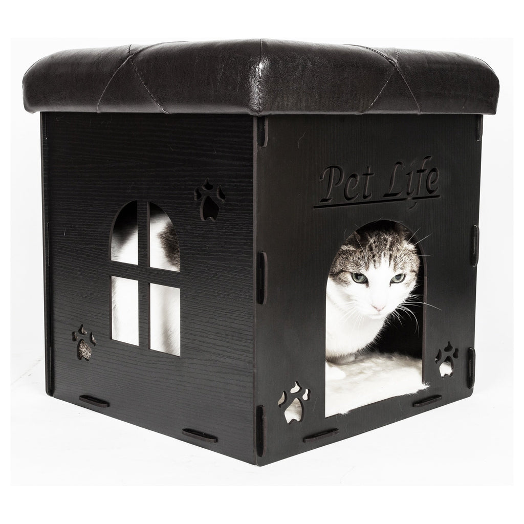 Pet Life ® 'Kitty Kallapse' Collapsible Folding Kitty Cat House Tree Bed Ottoman Bench Furniture
