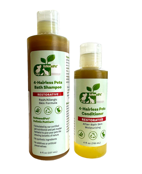 4-HAIRLESS PETS RESTORATIVE SHAMPOO & CONDITIONER FULL SIZE ($4.32 oz.)