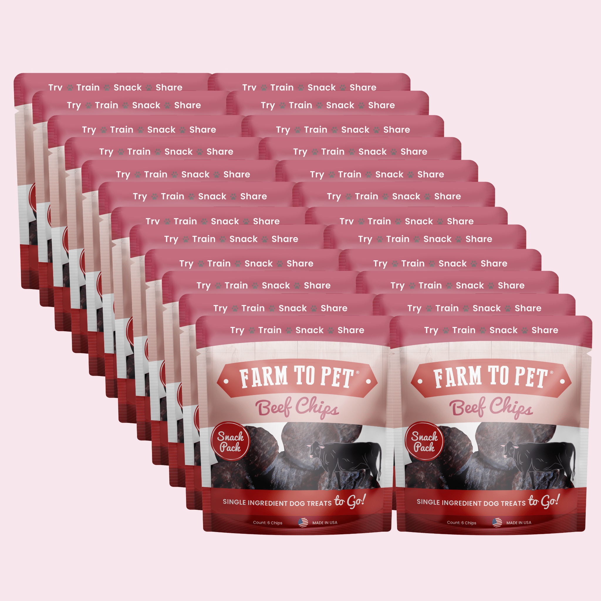 Beef Chips Snack Pack Bundles | Dog Treats for Training & Travel 24 Pack